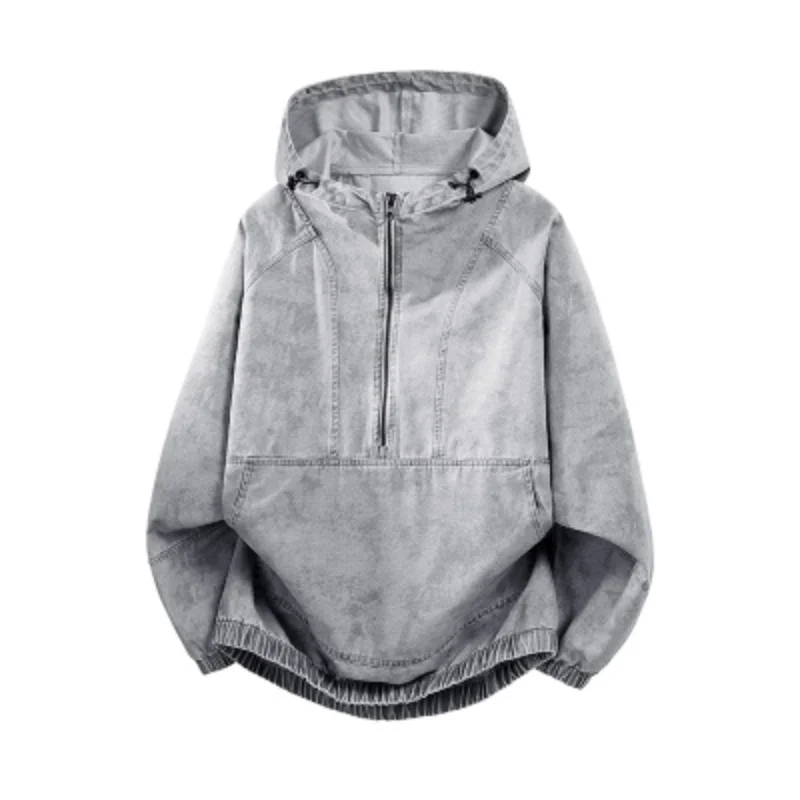 2026 New Spring Pure Cotton Washed Cardigan Men'S Fashion Trend High Quality Comfortable Loose Retro Elastic Top Jacket