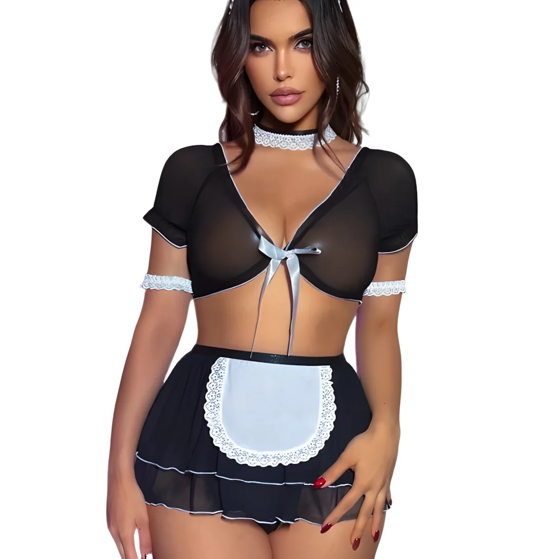Embroidery Underwear - Ellolace Dienstmädchen Cosplay Sexy Dessous Spitze
