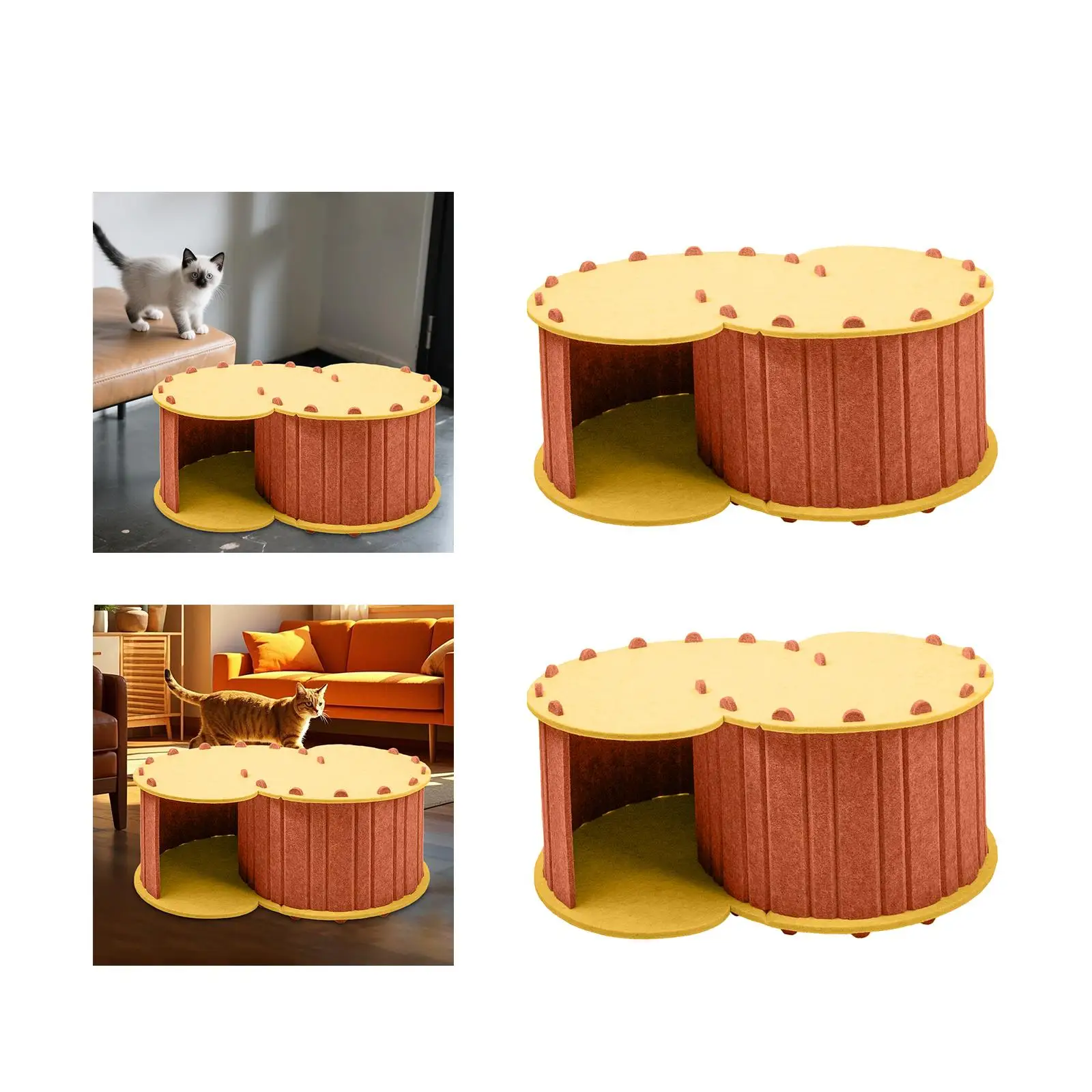 Cat Tunnel Bed Indoor Breathable Removable Cover Comfortable 2 Hole Cat Cave