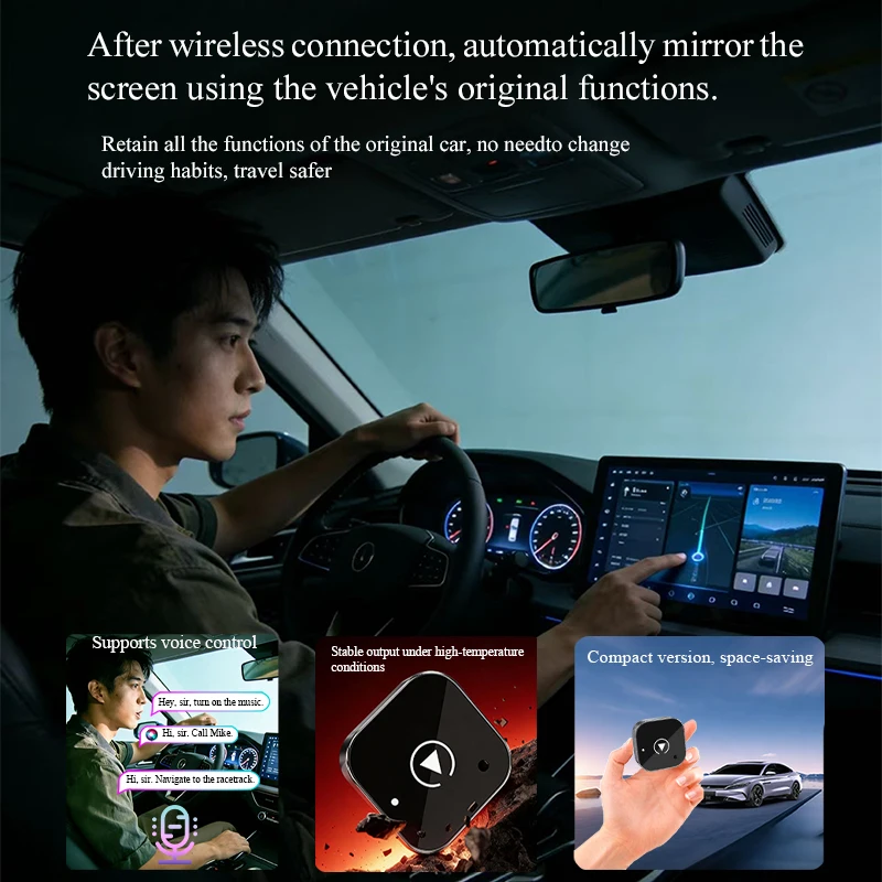 Adattatore Wireless CarPlay e Android Auto, Dongle USB da Cablato a Wireless, Box Intelligente AI Plug & Play con Connessione Automatica