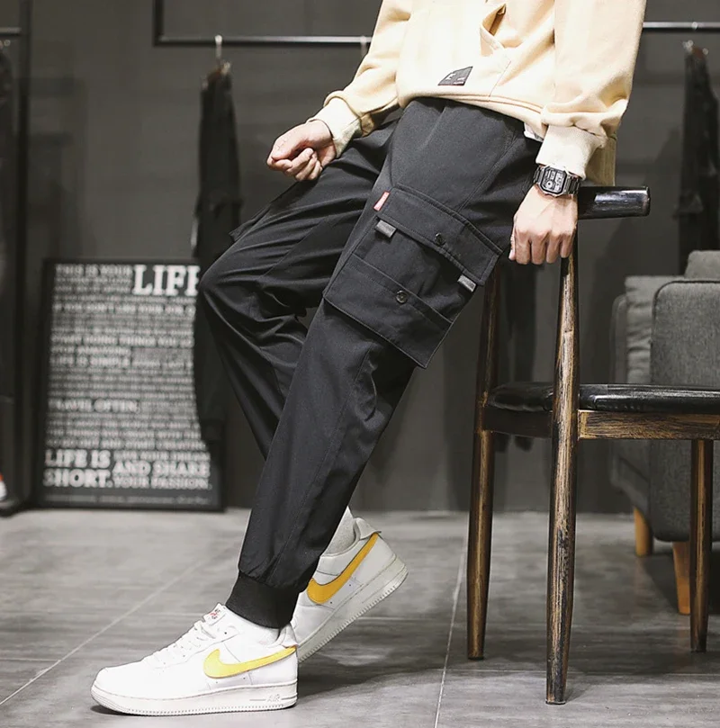 

Workwear pants, men's Spring pants, Hong Kong style loose and versatile trendy sports pants, Korean version, youth leg binding p