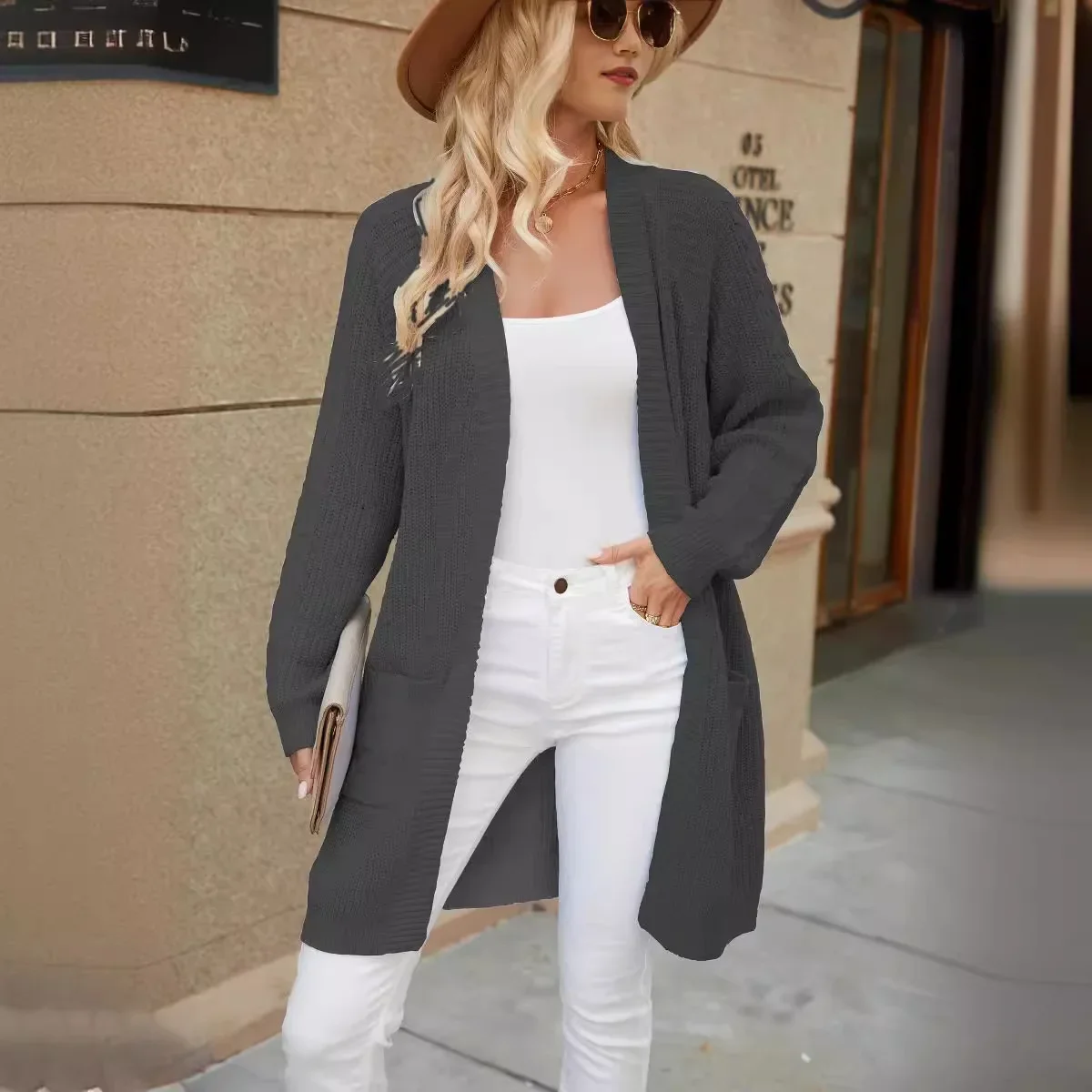 Spring Autumn Women Casual Cardigans Knitted Long Sleeve Mid Length Sweater Female Jumper Coat Open Cardigan