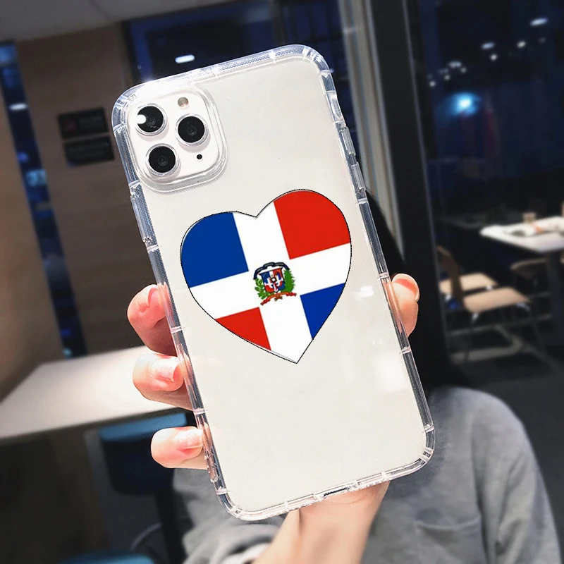 Etui na telefon z flagą republiki dominikańskiej do iPhone\'a 11 12 13 Mini 14 15 Pro Max 8 7 Plus X SE20 XR XS MAX Soft TPU przezroczyste pokrowce