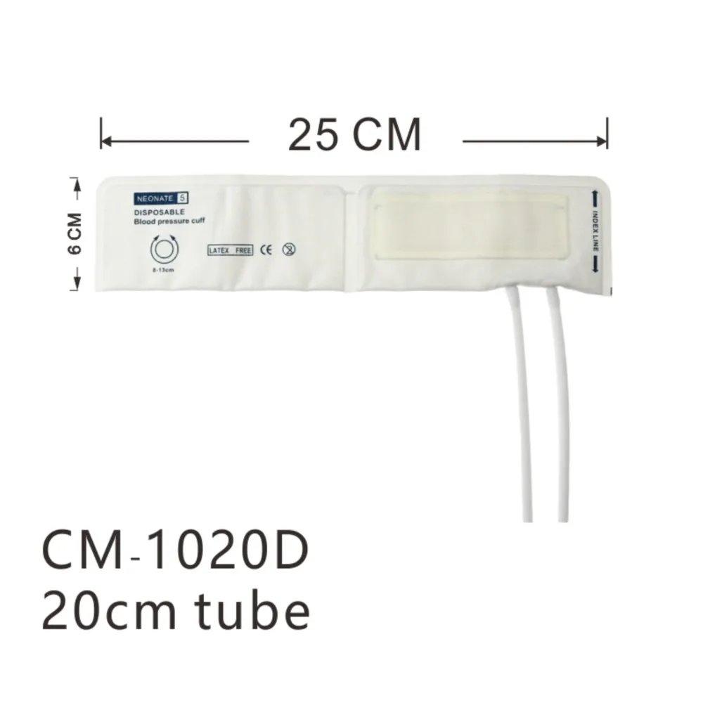 Disposable Blood Pressure Transducer Cuff Nonwoven Nibp Cuff Double Tube 20cm Hose for Blood Pressure Monitor with Connector