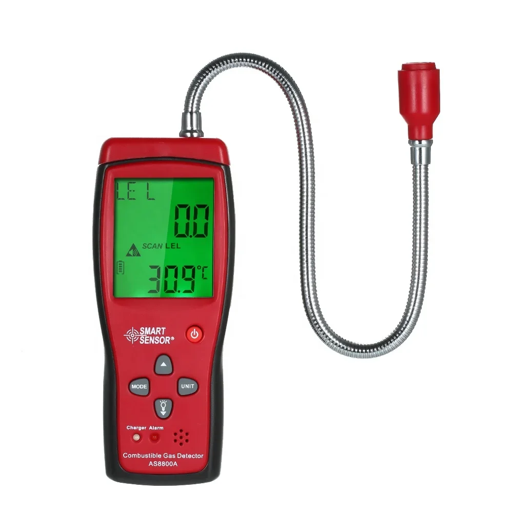 

SMART SENSOR AS8800A Combustible Gas Analyzer Handheld Digital Combustible Gas Detector 2.4 Large Screen EU US Plug