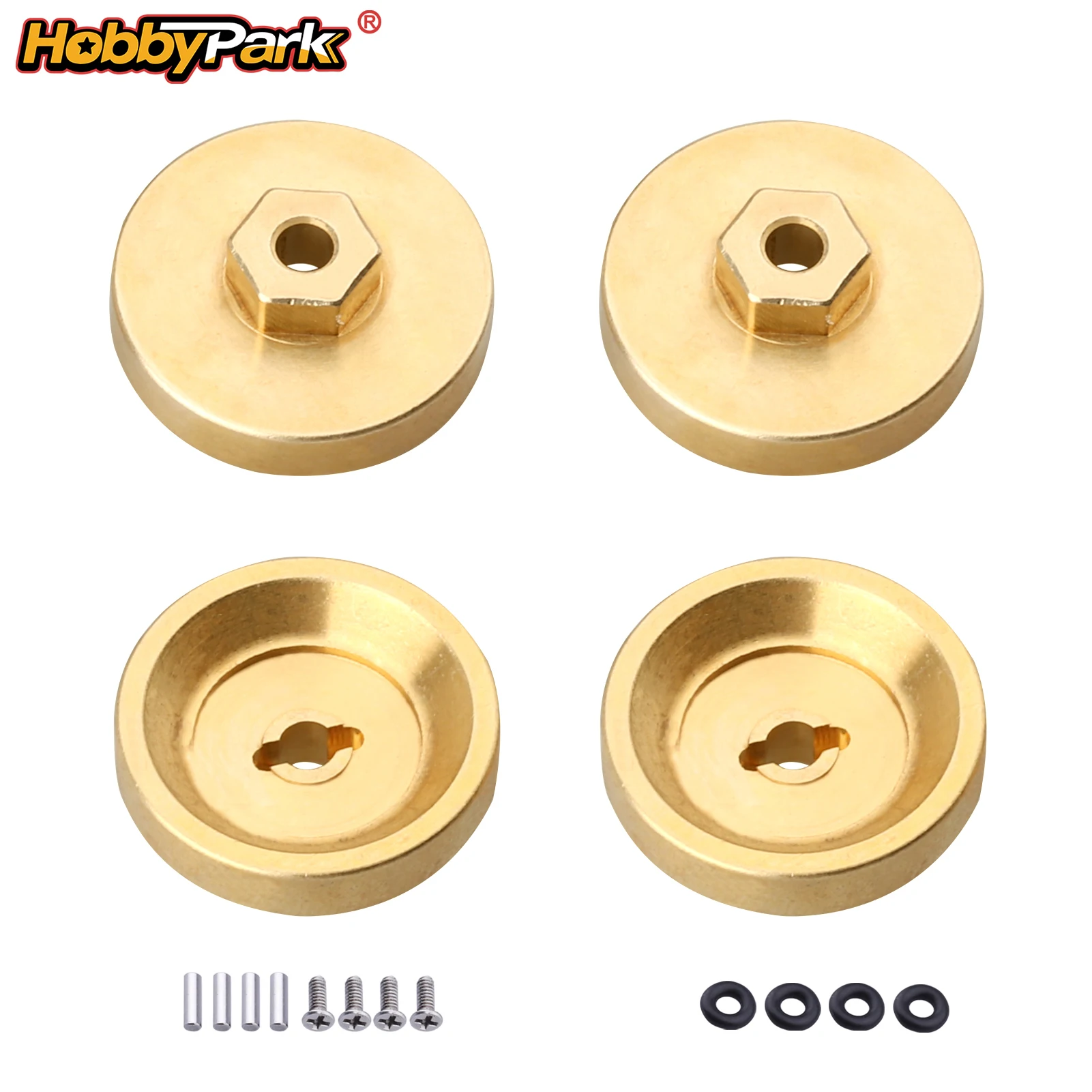 HobbyPark Messing-Radgewichte mit Sechskantadapter für Axial SCX24 Deadbolt AXI90081 AXI00001 AXI00002 1/24 RC Crawler Upgrade-Teile 4 Stück