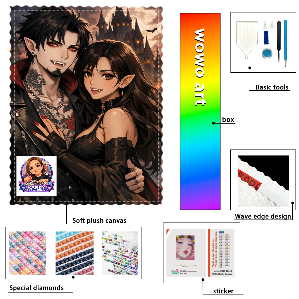 

【KANDY_ Diamond Art】Алмазные картины с изображением пары вампиров, стразы AB, стразы FD, идеальные смоляные алмазы