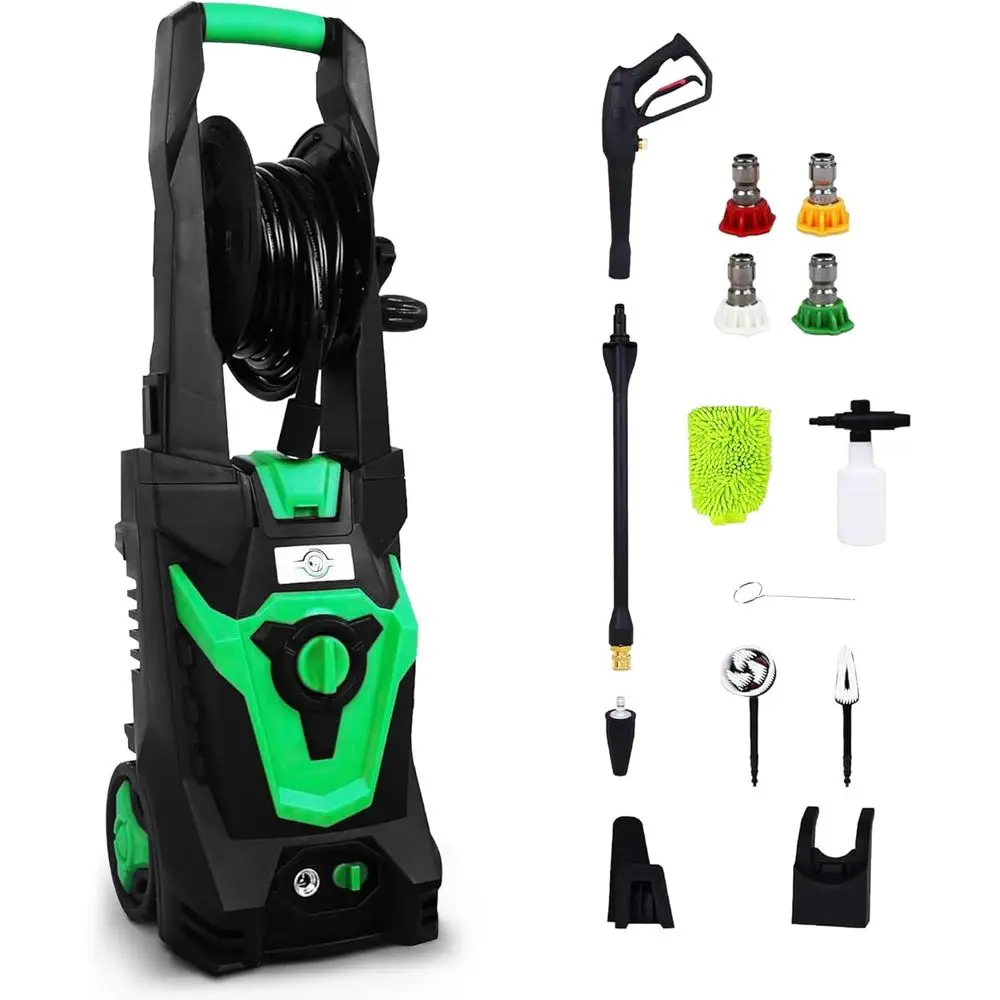 

Мощная мойка высокого давления 1800 Вт с комплектом для детейлинга, для автомобилей и патио, электрическая мойка высокого давления с давлением воды до 2030 PSI, 1.8 GPM