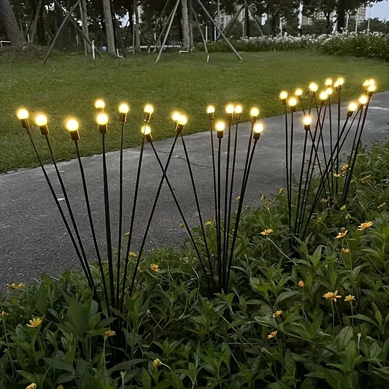 6/8 LEDs Solar Garden Lights Outdoor Waterproof Firefly Lamp Fairy Lights Patio Pathway Ground Lawn Christmas Decorations 2024