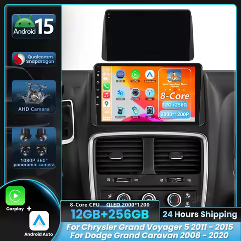 Android 15 Carplay Autoradio For Dodge Caravan 2008 - 2020 For Chrysler Grand Voyager 5 2011 - 2015 Wireless Stereo Qualcomm GPS