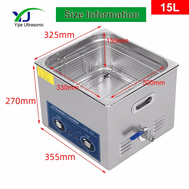 15L 40kHz Portable Ultrasonic Cleaning Machine Retainer Ultrasonic Cleaner Injector Ultrasonic Bath