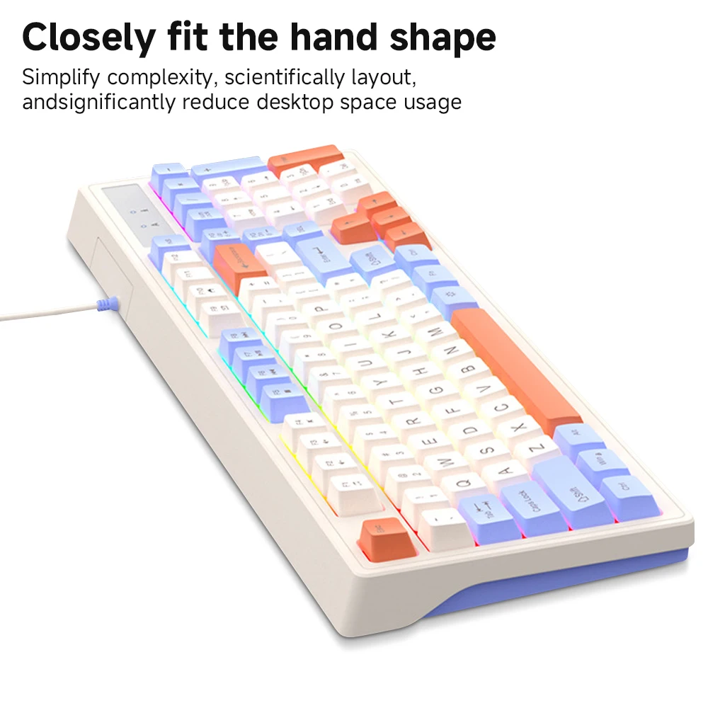 Imagem -04 - Casepoke Teclado Mecânico Português de 98 Teclas para pc Laptop Office Teclado Silencioso com Fio com Ajuste de Volume Retroiluminado Teclado para Jogos