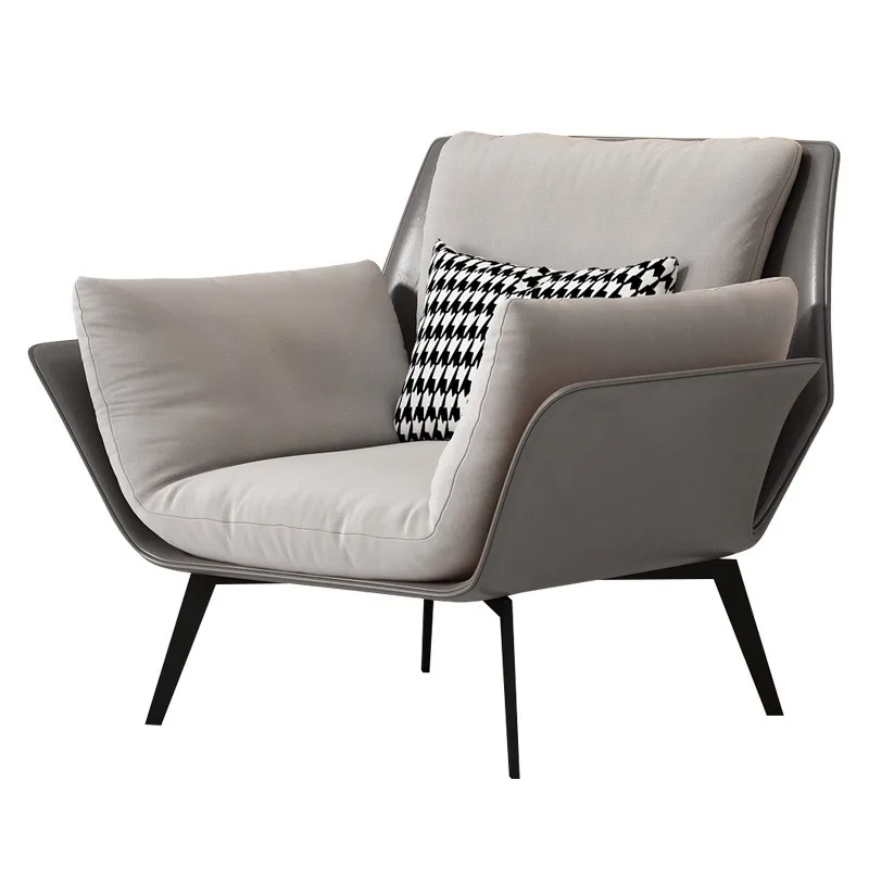 

Italian minimalist leisure chair balcony recliner light luxury single chair modern single metal craftsmanship