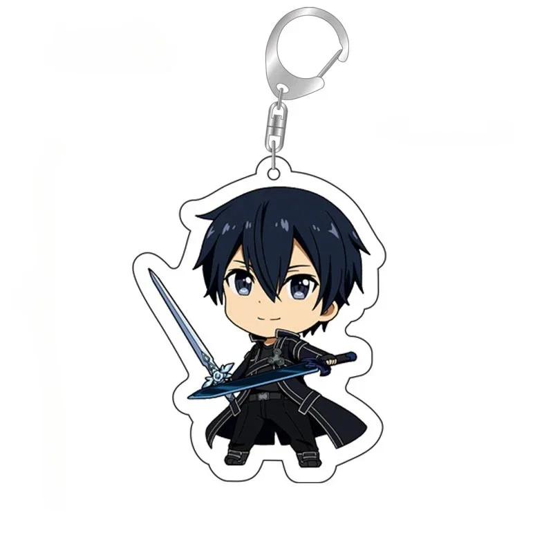 Anime Sword Art Online Kirito Keychain Yuuki Asuna Asada Shino SAO Cartoon Keyring Baji Bag Tag Accessories Decorative Gift