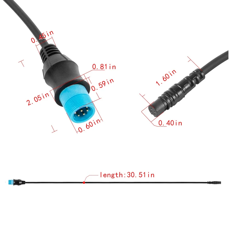 0101271900 8-Pin Transducer to 4-Pin Sounder Adapter Cable for ECHOMAP Series, for Striker Series ,Marine Electronics Parts