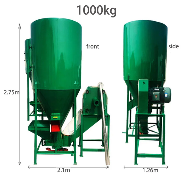 300-2000kg/h vertical farm chicken feed machine mixer and crusher automatic animal feed mixing machine