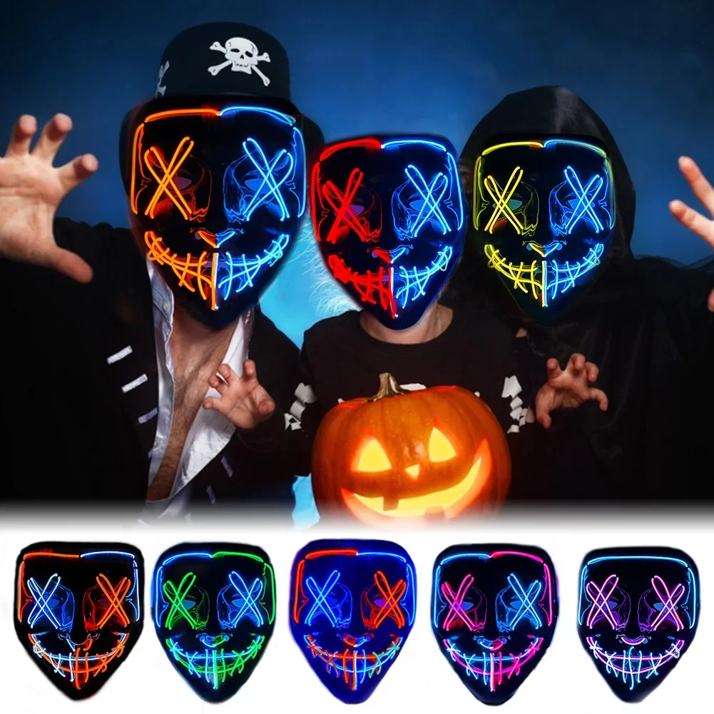 Halloween Mask LED Light Up Full Face Mask,Holiday Cosplay Halloween Costume Masquerade Party Carnival Gift