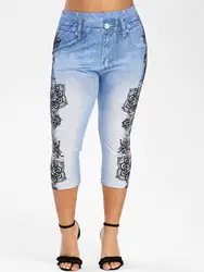 Women's Casual Flower Printed Legging Pants Slim Ladies Fashion Jegging New In High Quality Clothing Plus Size XL-4XL