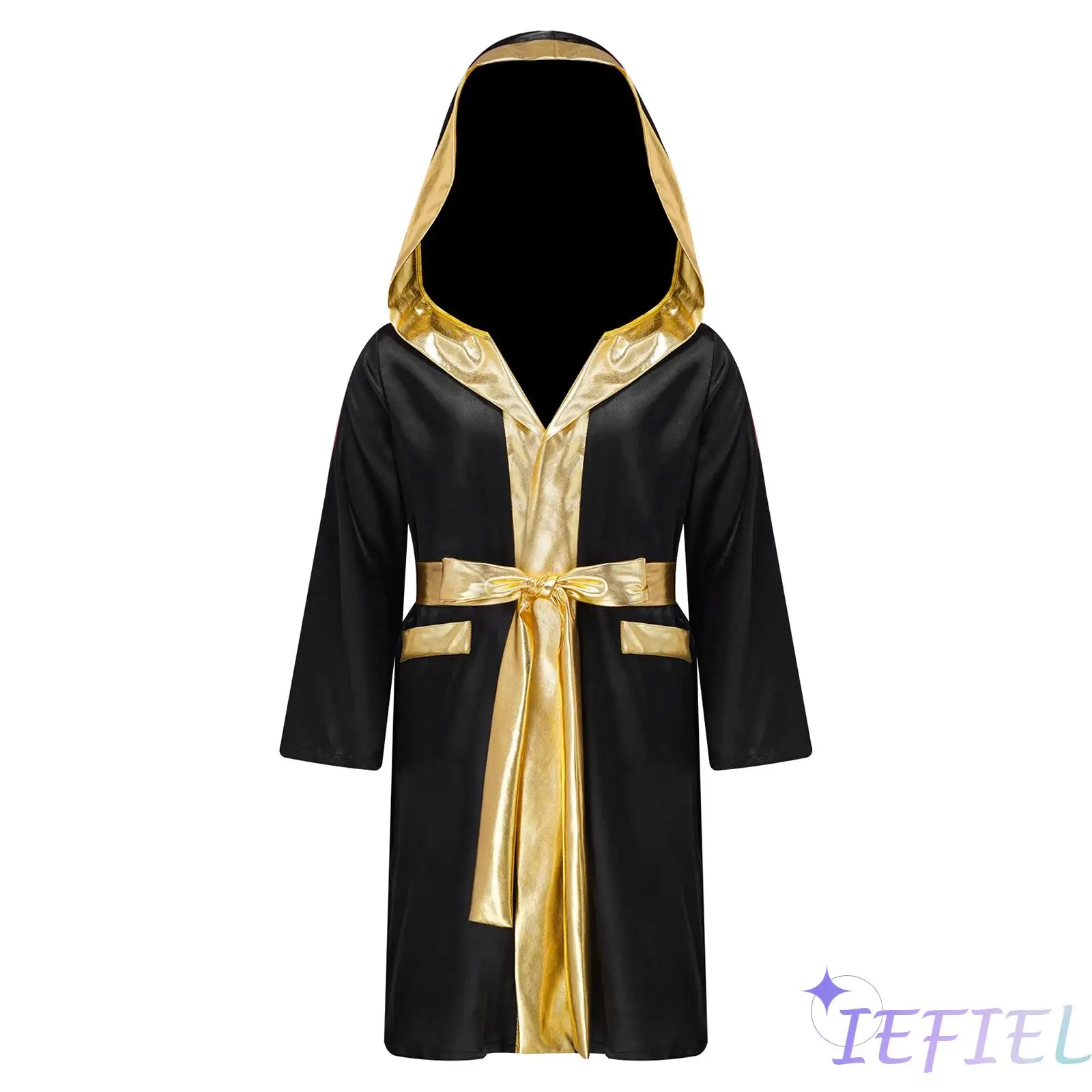 Kids Boxer Cosplay Uniform Set Costume Hooded Cloak Robe Boxing Fight Muay Thai Gown Role Play Outfits Halloween Carnival Party