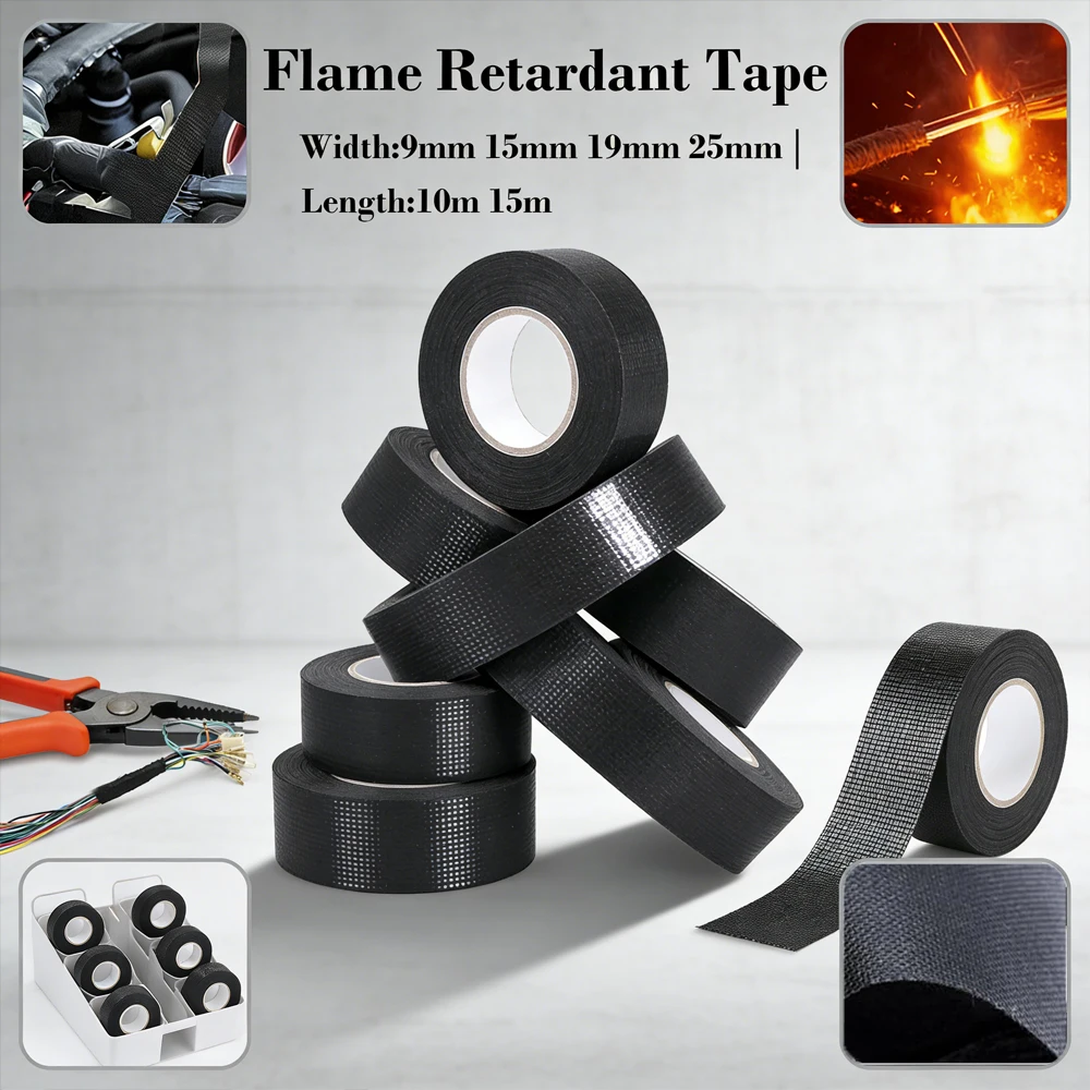 1pcs Heavy Duty Heat Resistant Cloth Tape , 10/15m Waterproof for Automotive & Electrical Insulation, Multi-Purpose Use