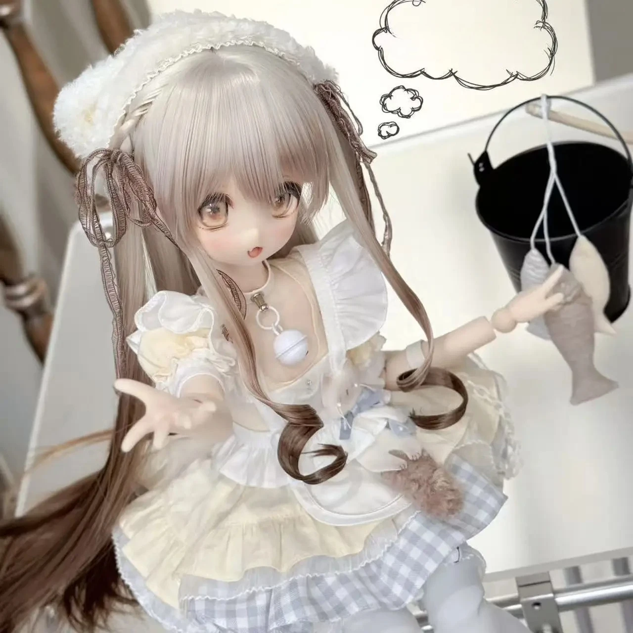 Fashion 1/4 Doll's Clothes Suit for 45cm Bjd Doll Cute Princess Dress Set Girl Toys Dress Up Play House Doll Accessories,No Doll