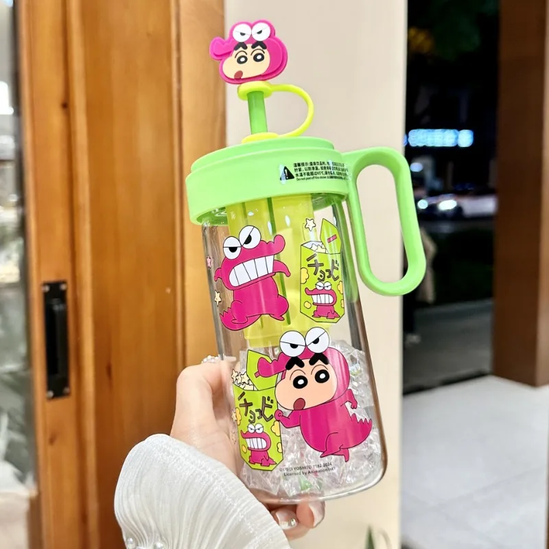 MINISO Crayon Shin-chan Tea Cup Glass Cup Good-looking Tea Water Separation Straw Cup Ornament Collection Toy Best Holiday Gift