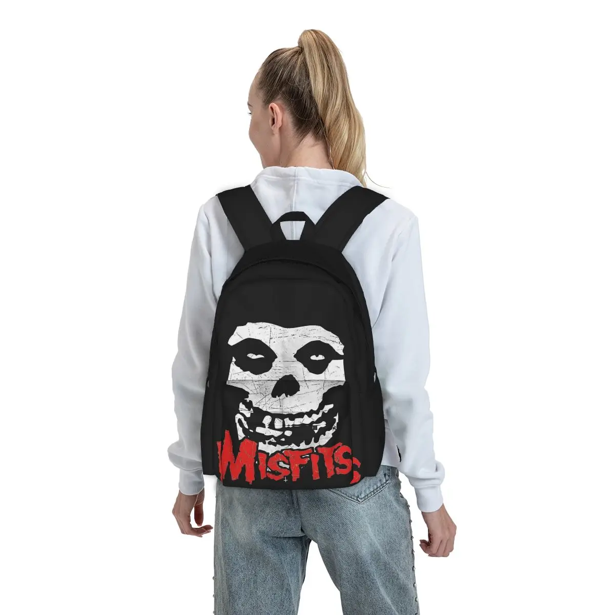 Misfits Skull Backpack Boys Girls Bookbag Children School Bags Cartoon Kids Rucksack Laptop Rucksack Shoulder Bag Large Capacity