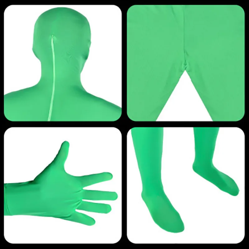 Full Body Photography Chromakey Green Suit Unisex Adult Green Bodysuit Stretch Costume for Photo Video Special Effect Festival