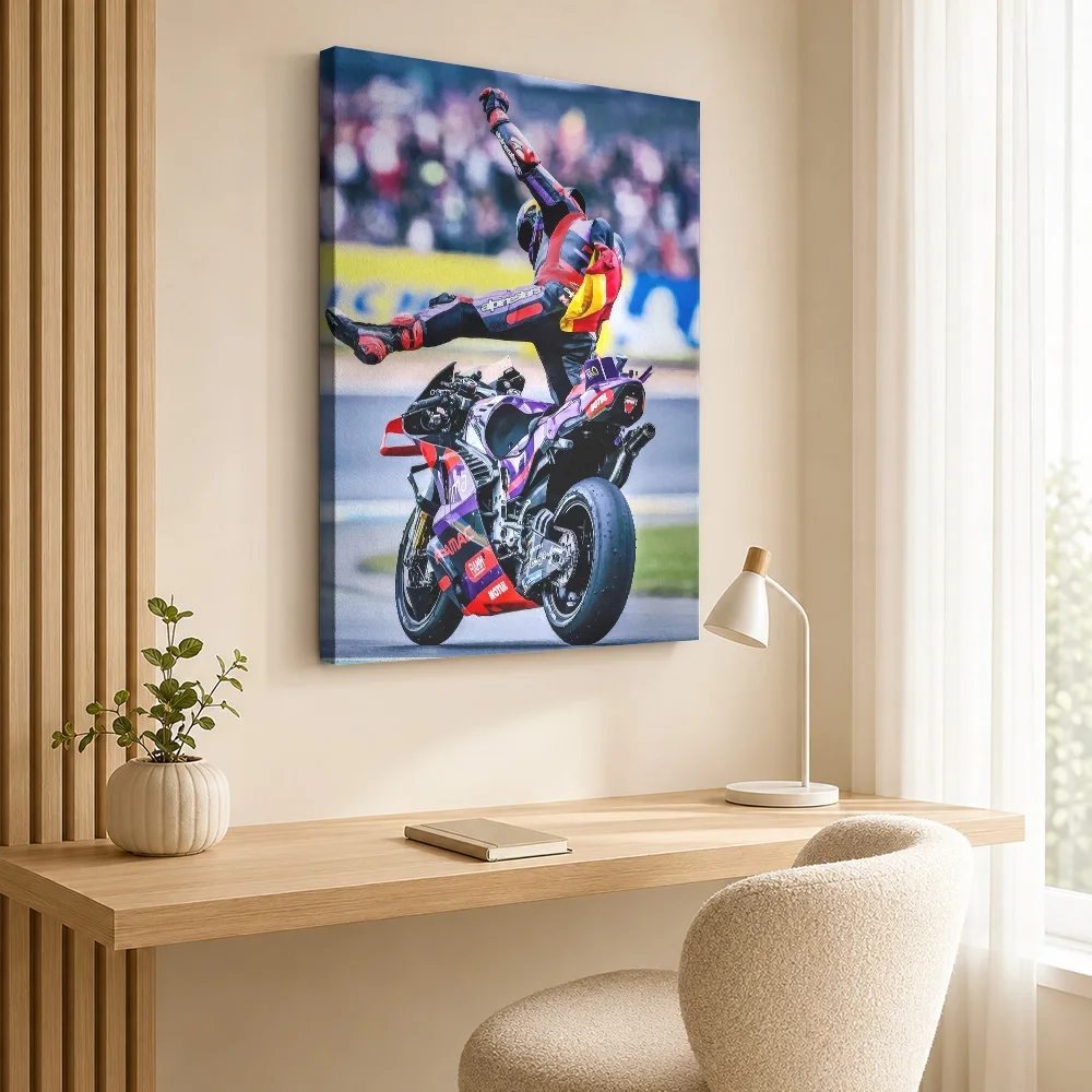 Jorge Martin MotoGP Tribute Canvas Painting Poster Bold Style Canvas Wall Art With Customized Photo For Garage Ideal Rider Gift