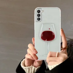 Cup Of Wine Quicksand Phone Case For Samsung S25+ S24Ultra S22Plus S21 S23FE A71 A34 A54 A52 A15 Full Soft Shell Body Protection