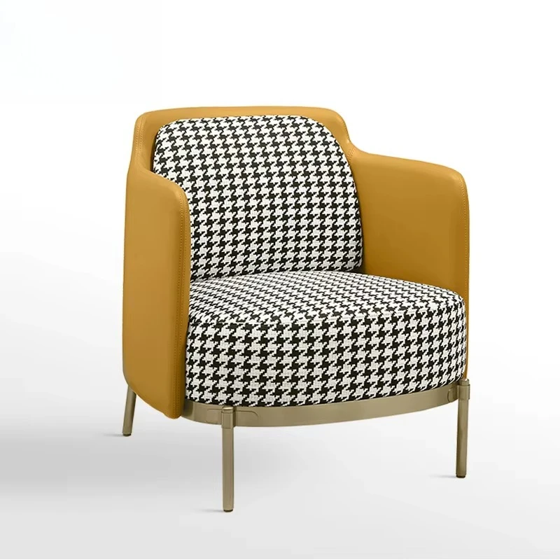 

Nordic design high quality luxury upholstered stainless steel leisure chair