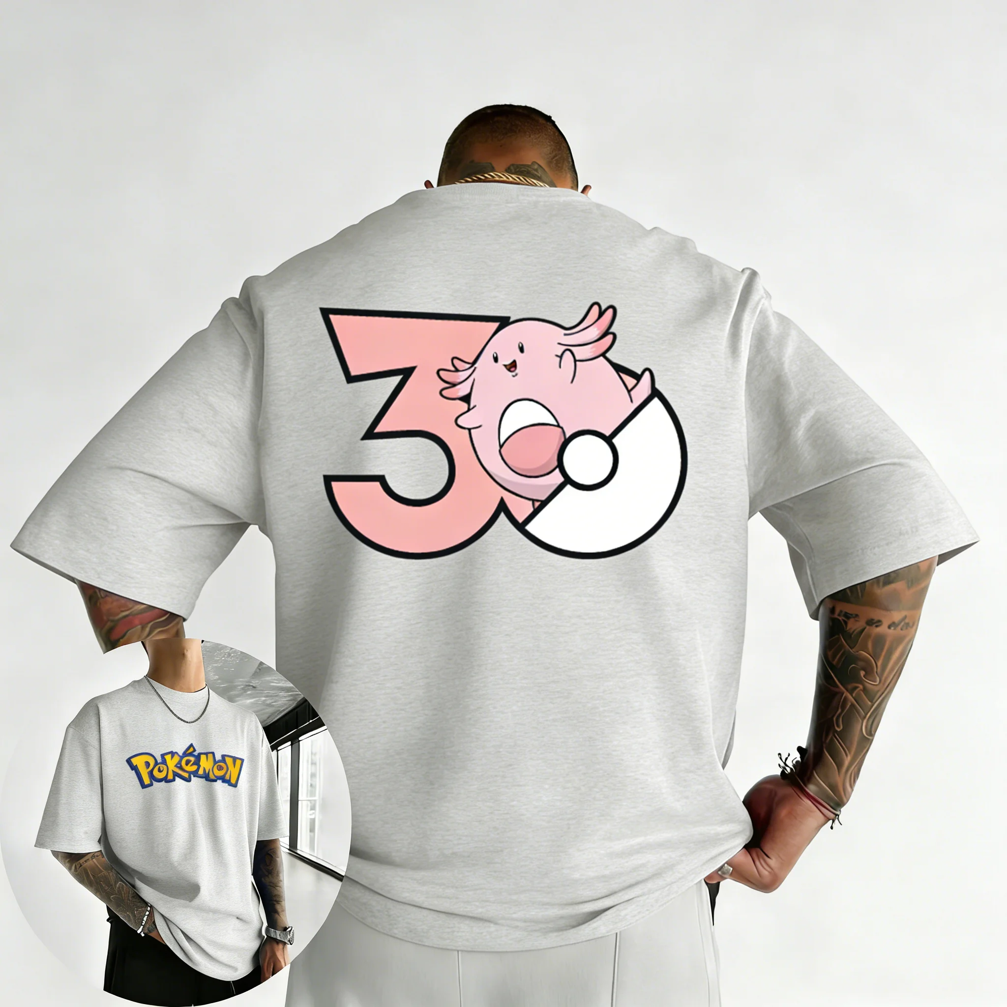 

Футболка с принтом Pok É Mon к 30-летию Chansey, летняя новинка 2026 года, в стиле Харадзюку, мужская и женская, свободного кроя, оверсайз, из плотной ткани