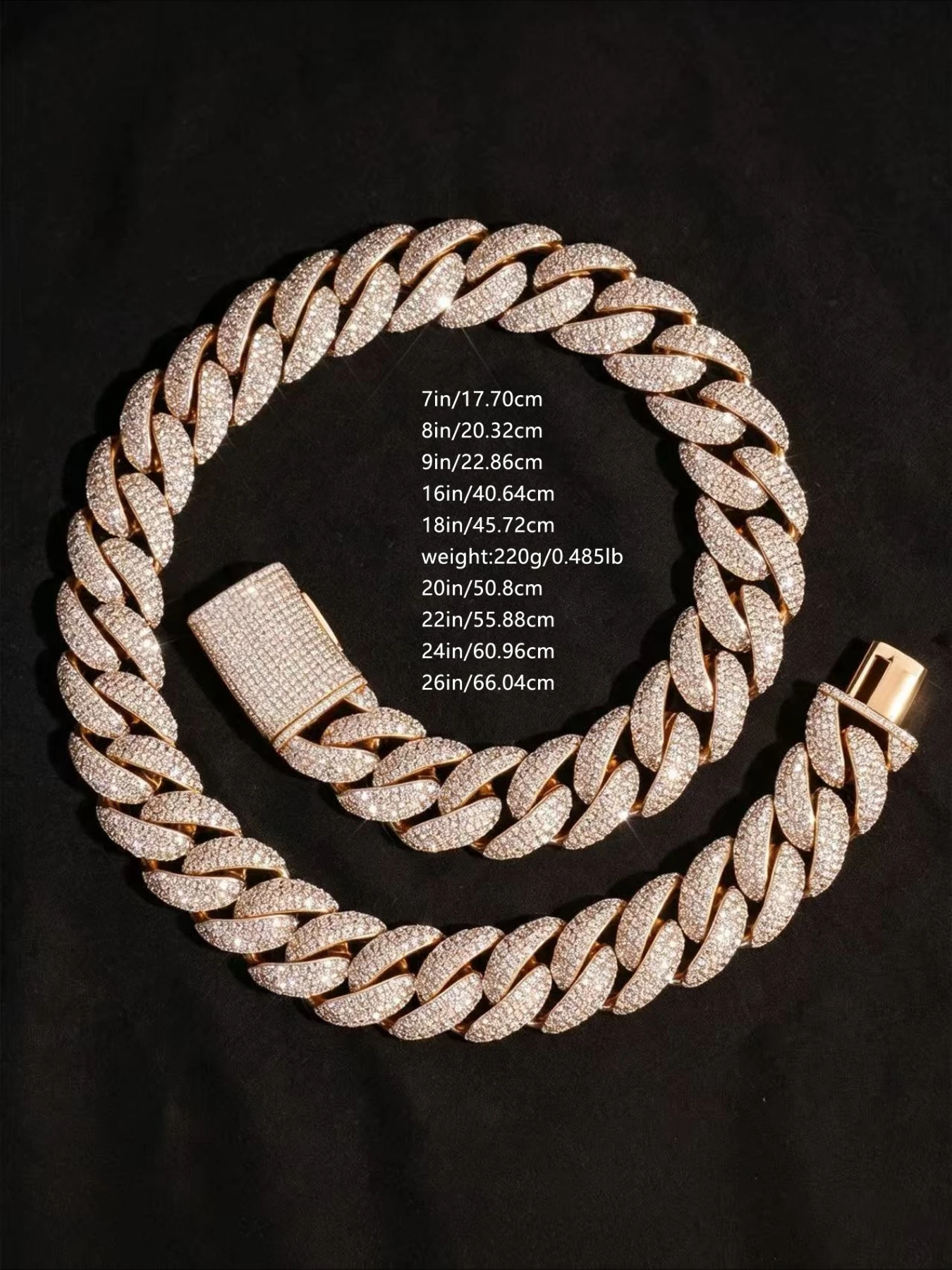 22mm6 rows of bubbles, straight-breasted rose gold, all-ice out of Cuban chain, worn by friends for dates and dinners,