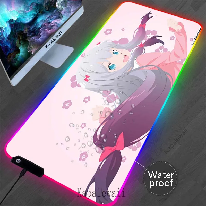 RGB Anime Izumi podkładka pod mysz do gier podświetlana duża podkładka pod mysz Laptop wodoodporna mysz dywan do gry podkładki pod klawiaturę podkład na biurko dla graczy