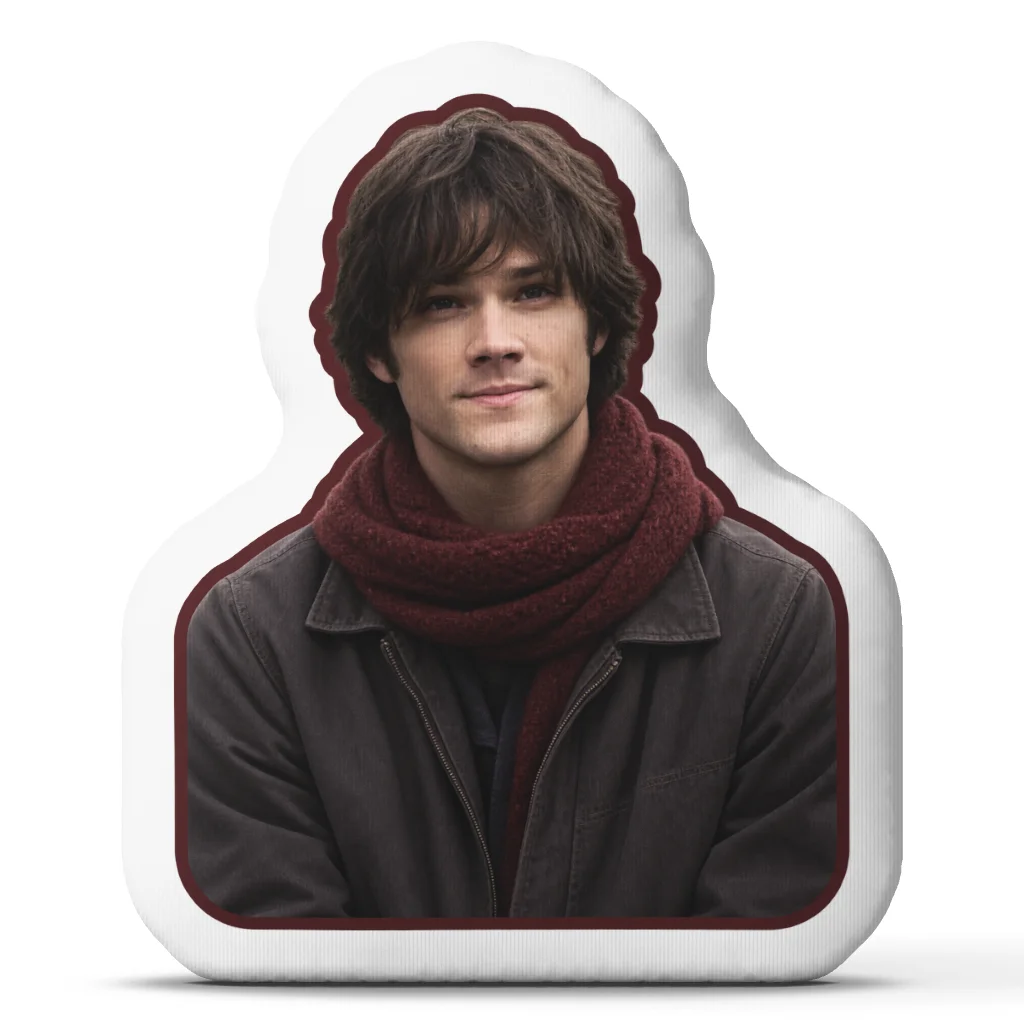 Sam Winchester Shaped Pillow Supernatural Character Cushion Red Scarf Stuffed Throw Pillow Gift for TV Show Fans Home Decor