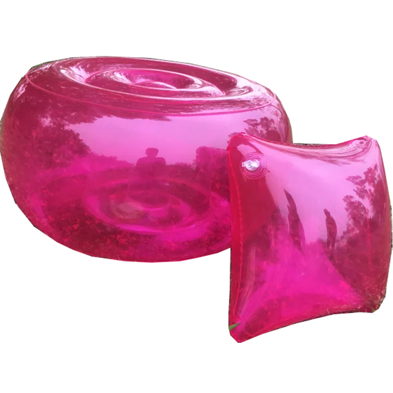 Transparante Grote Ronde Opblaasbare Kruk Outdoor Reizen Draagbare Opblaasbare Kleine Bank Auto Thuis Stap Stoel