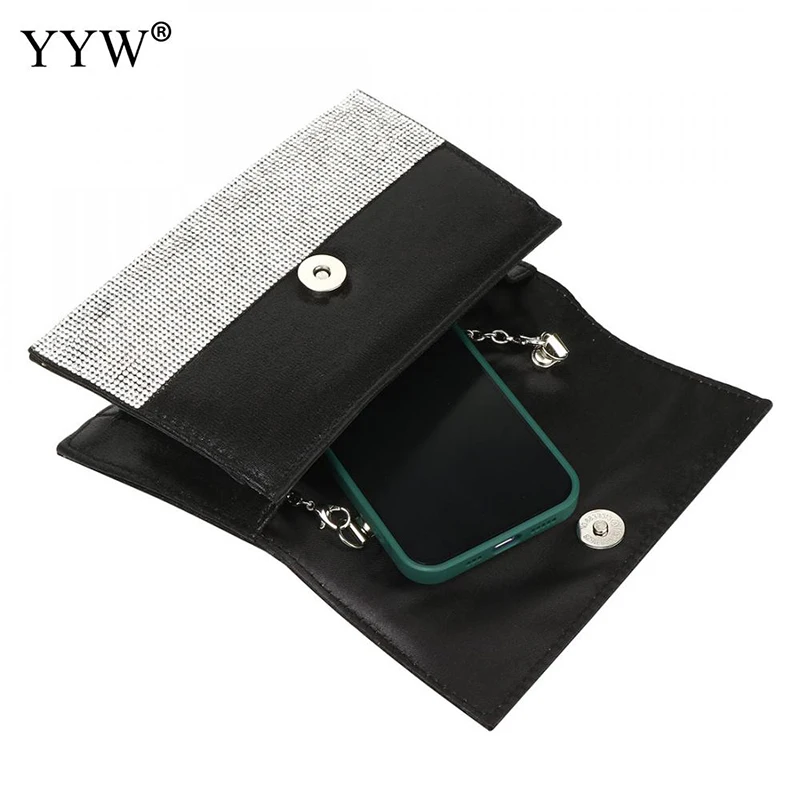 Fashion Bling Rhinestone PU Leather Top Handle Bag Women Full Diamond Wedding Party Evening Messenger Purse Crossbody Chain Bag