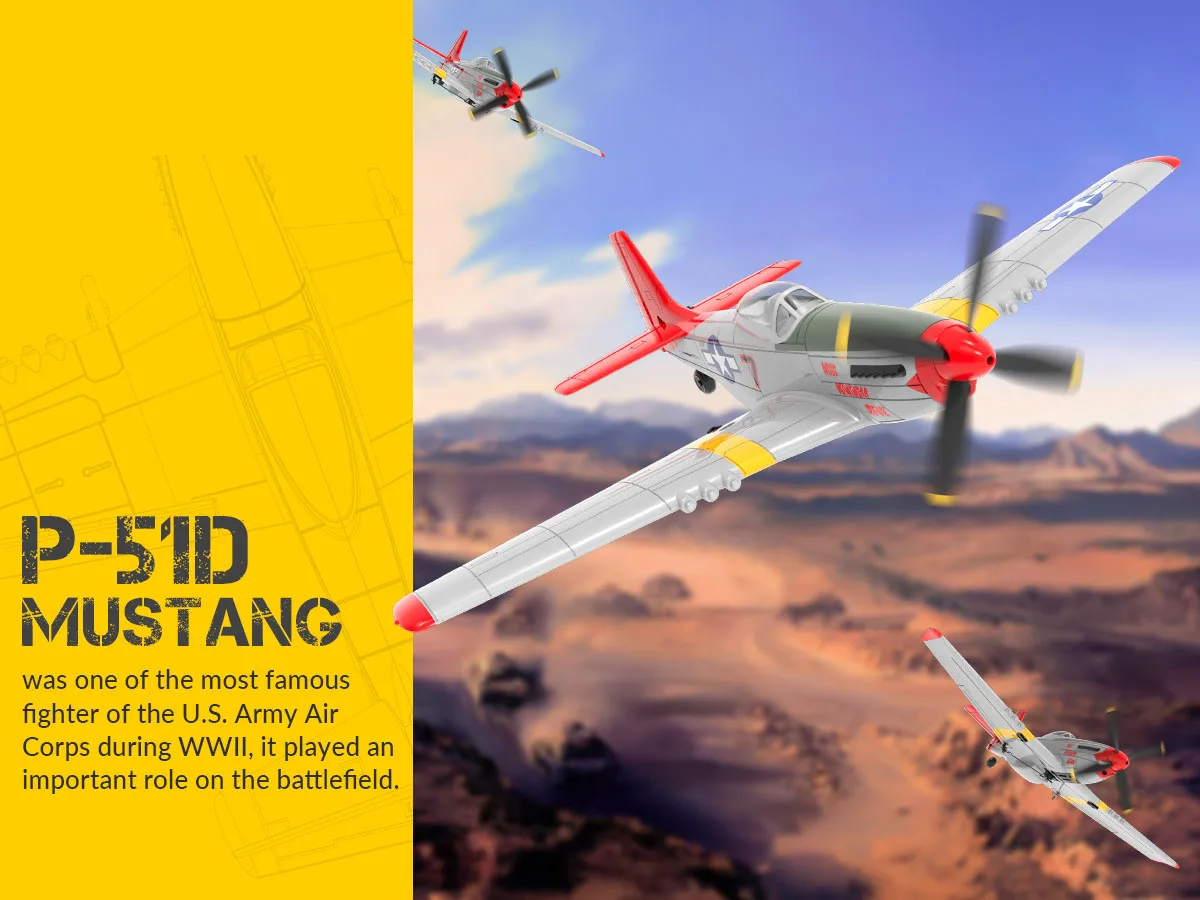 400MM  P51 P51D Mustang Remote Control Aircraft 4CH  Aerobatic Fight Brushless RC Plane For Professional