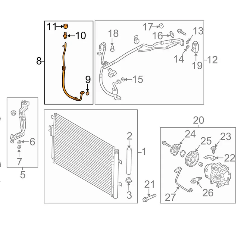 NBJKATO Brand New Genuine 97762-2W801 A/C Refrigerant Discharge Hose For Hyundai Santa Fe 3.0L3.3L 2013-2019