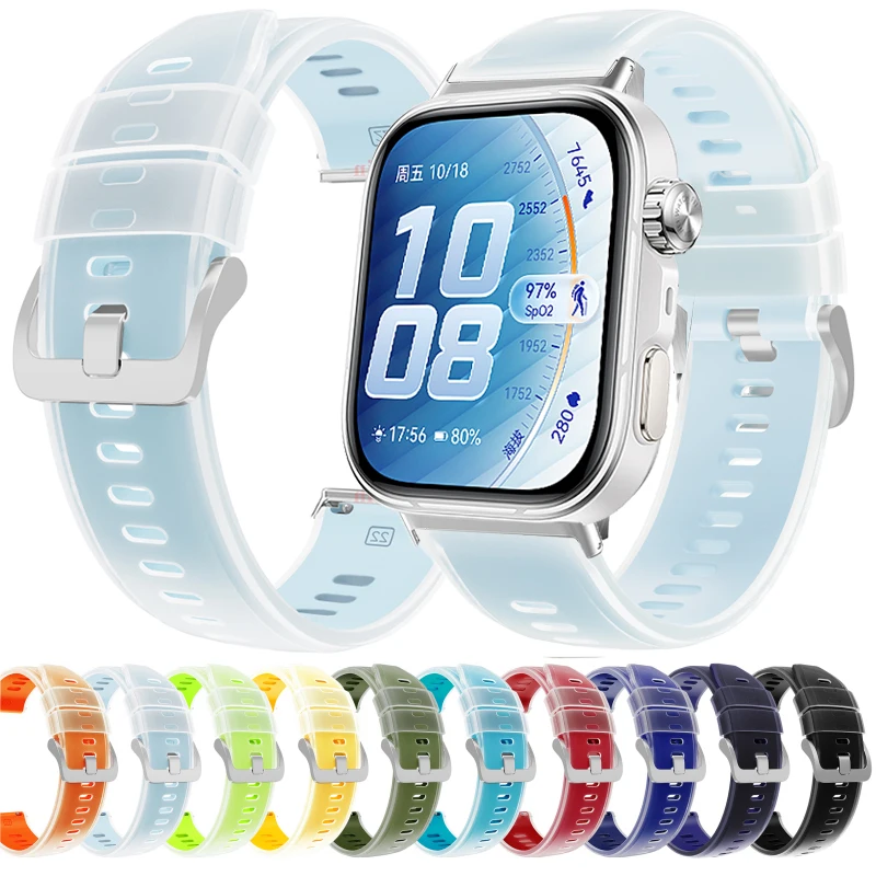 Sport-Silikonarmband für Huawei Watch Fit 5 Pro/Fit 4 Pro, durchscheinendes Armband für Männer und Frauen, Armband für Huawei Watch Fit 3 4 5 Correa