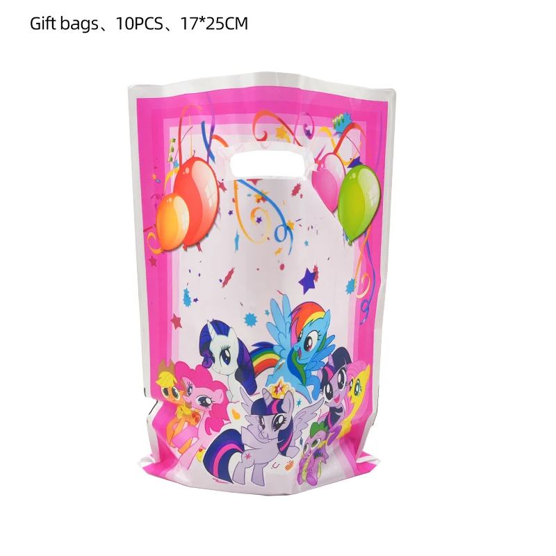 Cartoon-Pony-Thema Geburtstagsparty-Dekorationsset: Tischdecke, Teller, Becher, Ballon, Tortendekoration, Banner, Pferd, Geschenke für Babyparty – Detail 11