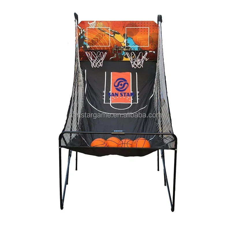 Metal Indoor Basketball Arcade Game Foldable Arcade Basketball Game Machine Basketball Hoop