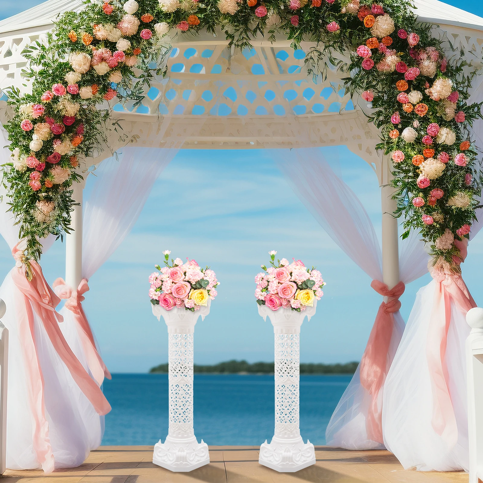 

2 шт. Свадебный декор в римском колонне, классическая римская колонна для церемониального ландшафтного дизайна, цветочный держатель для свадебной арки