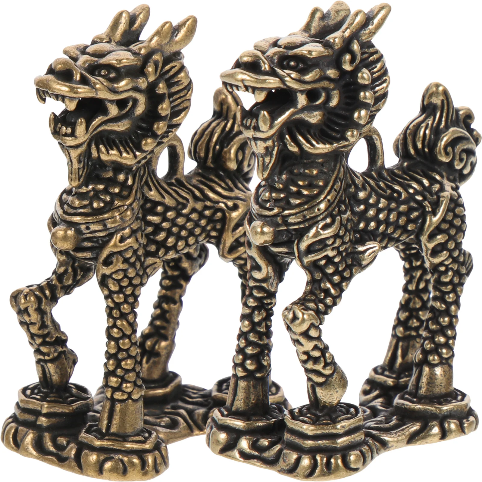 

2Pcs Mini Brass Kylin Figurines Small Lucky Decor Desktop Animal Sculpture Feng Shui Gift Brass Sculpture Kylins Figurines