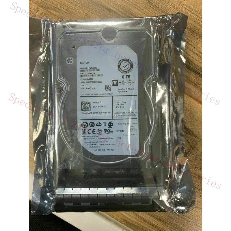 TTT+  for DELL 3.5 6TB 7.2K 12GBPS 512E SAS HARD DRIVE RHVWG 0RHVWG ST6000NM0095 W Tray