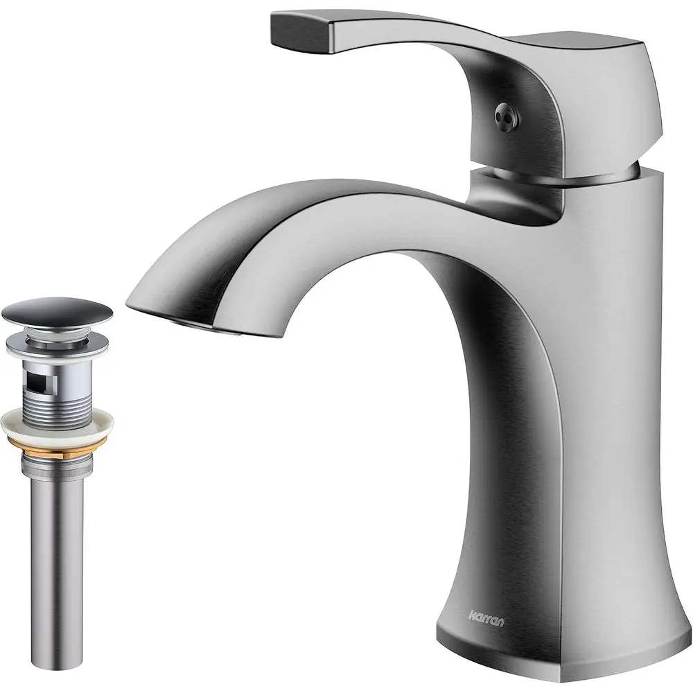 

KBF520 Single-Handle Single Hole Basin Bathroom Faucet with Matching Pop-up Drain in Stainless Steel