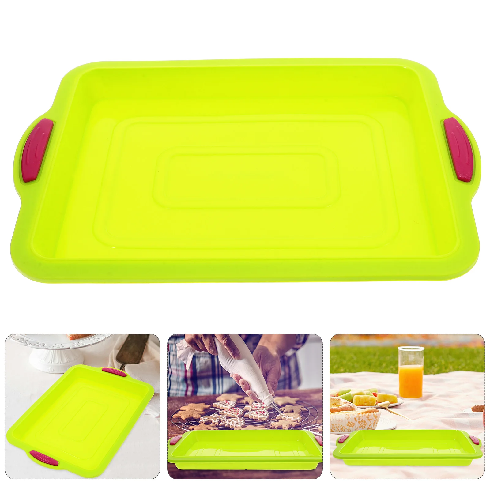 

Thickened Baking Tray Premium Silicone Heat Resistant Cake Bread Biscuit Plate For Home Kitchen Bakery Use Green