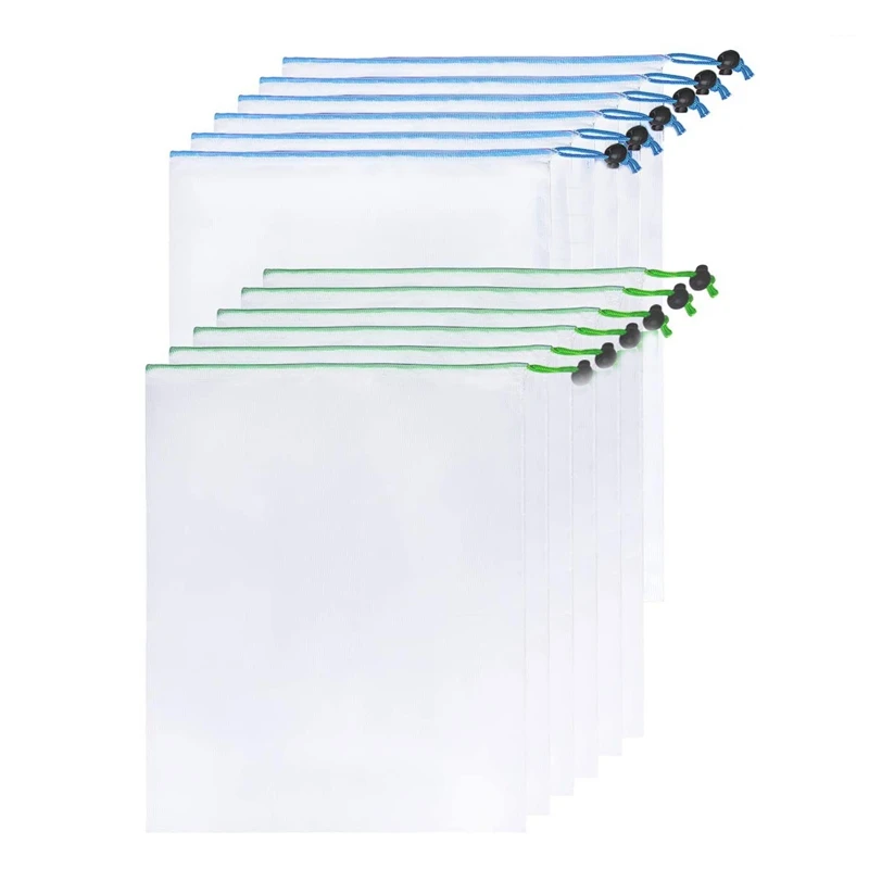 أكياس إنتاج شبكية قابلة لإعادة الاستخدام والغسيل ، خالية من النفايات الممتازة ، أكياس لتخزين الفواكه والخضروات