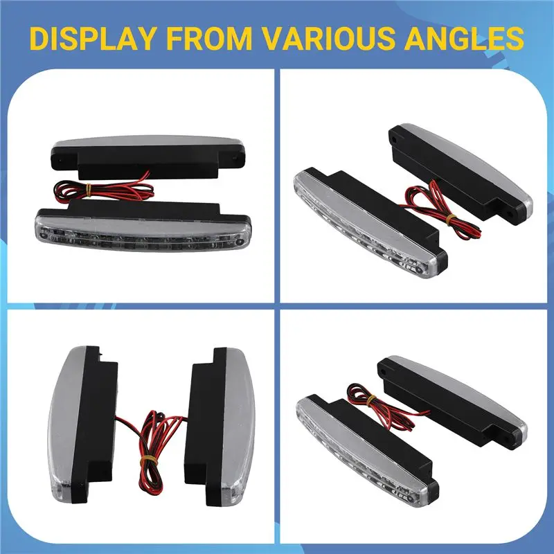 Superior-Newest 2Pcs High Quality Super White 8 LED Daytime Running Lights 12V DC Headlight Universal Parking Lamp 12V
