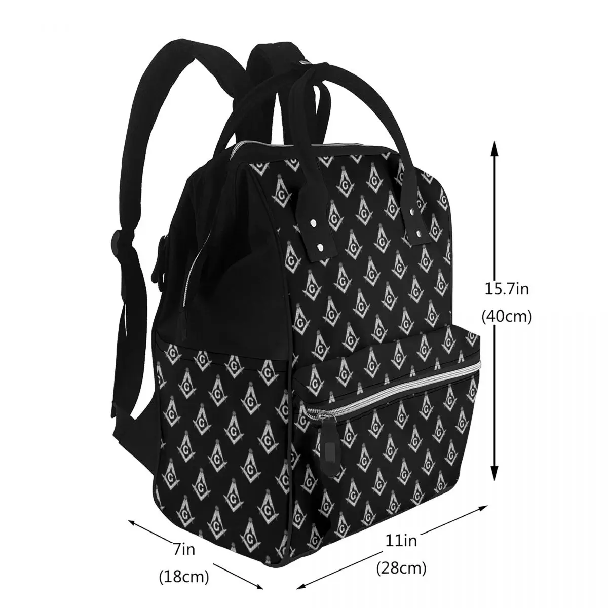 Freemason Pattern Gold Blue Square And Compass Masonic Student Backpack School Bag Daypack for Men Women Bookbag Shoulder Bags